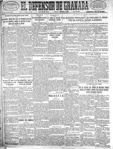 'El Defensor de Granada  : diario político independiente' - Año LIII Número 28011 Ed. Tarde - 1932 Marzo 07