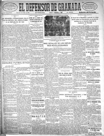 'El Defensor de Granada  : diario político independiente' - Año LIII Número 28015 Ed. Tarde - 1932 Marzo 09