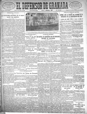 'El Defensor de Granada  : diario político independiente' - Año LIII Número 28016 Ed. Mañana - 1932 Marzo 10