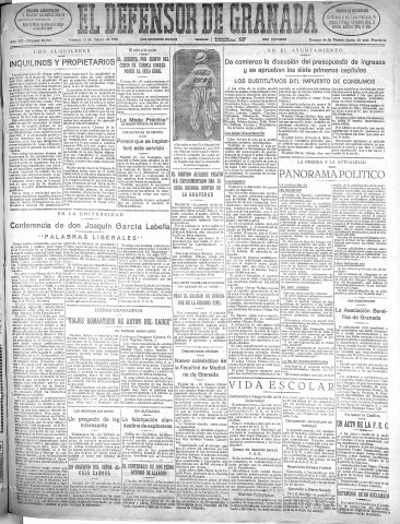 'El Defensor de Granada  : diario político independiente' - Año LIII Número 28018 Ed. Mañana - 1932 Marzo 11