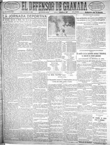 'El Defensor de Granada  : diario político independiente' - Año LIII Número 28023 Ed. Tarde - 1932 Marzo 14