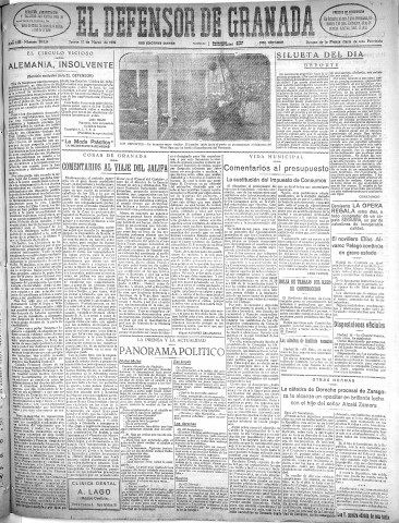 'El Defensor de Granada  : diario político independiente' - Año LIII Número 28028 Ed. Mañana - 1932 Marzo 17