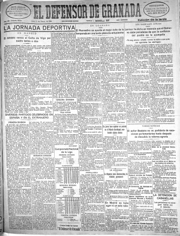 'El Defensor de Granada  : diario político independiente' - Año LIII Número 28035 Ed. Tarde - 1932 Marzo 21