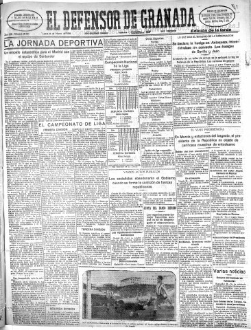 'El Defensor de Granada  : diario político independiente' - Año LIII Número 28045 Ed. Tarde - 1932 Marzo 28
