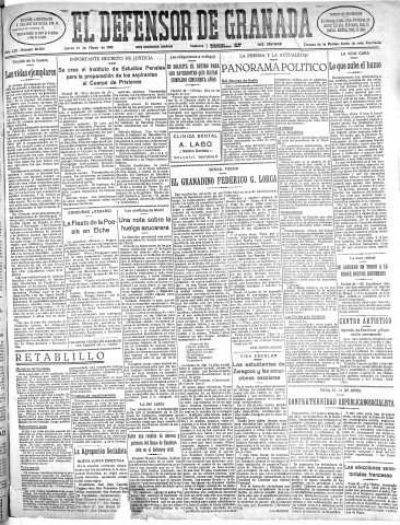 'El Defensor de Granada  : diario político independiente' - Año LIII Número 28050 Ed. Mañana - 1932 Marzo 31