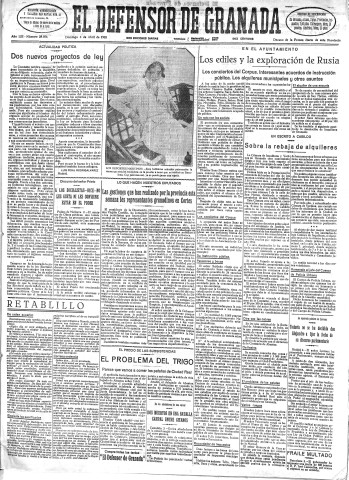 'El Defensor de Granada  : diario político independiente' - Año LIII Número 28056 Ed. Mañana - 1932 Abril 03
