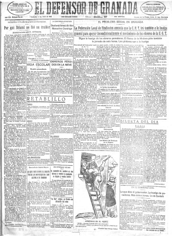 'El Defensor de Granada  : diario político independiente' - Año LIII Número 28060 Ed. Mañana - 1932 Abril 06