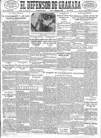 'El Defensor de Granada  : diario político independiente' - Año LIII Número 28066 Ed. Mañana - 1932 Abril 09