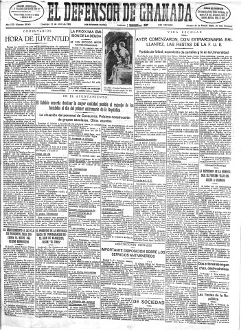 'El Defensor de Granada  : diario político independiente' - Año LIII Número 28068 Ed. Mañana - 1932 Abril 10