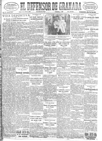 'El Defensor de Granada  : diario político independiente' - Año LIII Número 28081 Ed. Tarde - 1932 Abril 19