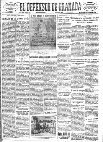 'El Defensor de Granada  : diario político independiente' - Año LIII Número 28085 Ed. Tarde - 1932 Abril 21
