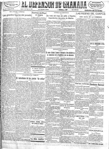 'El Defensor de Granada  : diario político independiente' - Año LIII Número 28108 Ed. Tarde - 1932 Mayo 05
