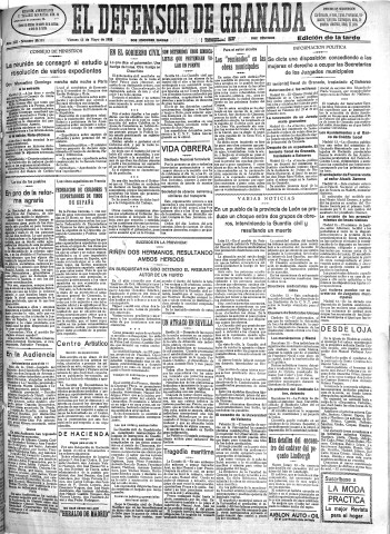 'El Defensor de Granada  : diario político independiente' - Año LIII Número 28121 Ed. Tarde - 1932 Mayo 13