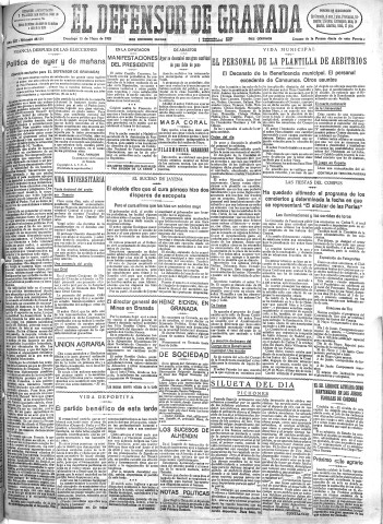'El Defensor de Granada  : diario político independiente' - Año LIII Número 28124 Ed. Mañana - 1932 Mayo 15