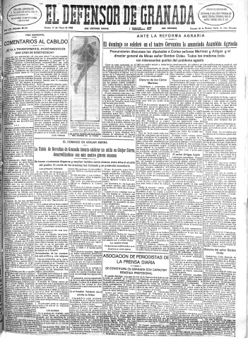 'El Defensor de Granada  : diario político independiente' - Año LIII Número 28126 Ed. Mañana - 1932 Mayo 17