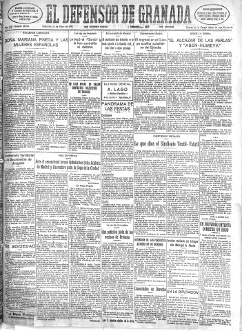 'El Defensor de Granada  : diario político independiente' - Año LIII Número 28140 Ed. Mañana - 1932 Mayo 25