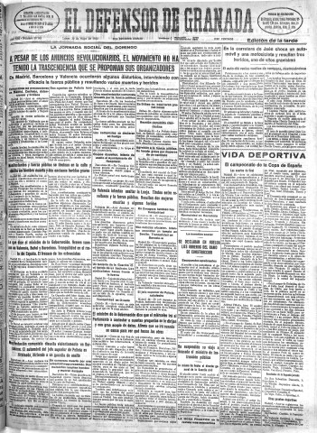 'El Defensor de Granada  : diario político independiente' - Año LIII Número 28145 Ed. Tarde - 1932 Mayo 30