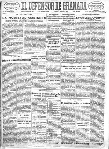 'El Defensor de Granada  : diario político independiente' - Año LIII Número 28154 Ed. Mañana - 1932 Junio 04