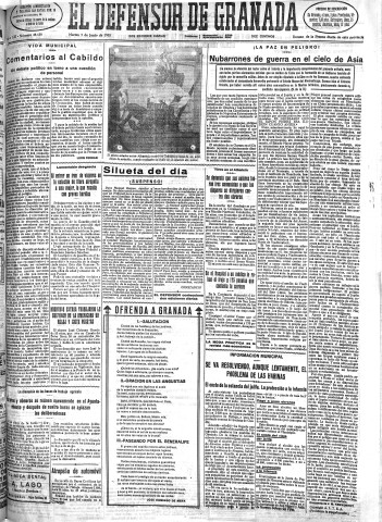 'El Defensor de Granada  : diario político independiente' - Año LIII Número 28158 Ed. Mañana - 1932 Junio 07