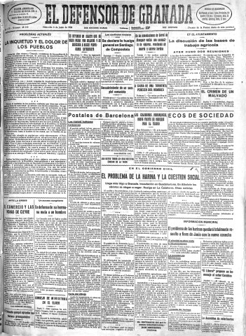 'El Defensor de Granada  : diario político independiente' - Año LIII Número 28160 Ed. Mañana - 1932 Junio 08