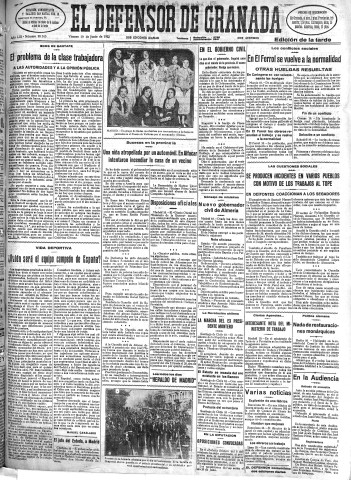 'El Defensor de Granada  : diario político independiente' - Año LIII Número 28165 Ed. Tarde - 1932 Junio 10