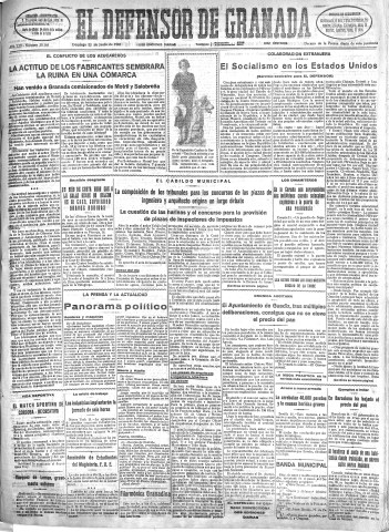 'El Defensor de Granada  : diario político independiente' - Año LIII Número 28168 Ed. Mañana - 1932 Junio 12