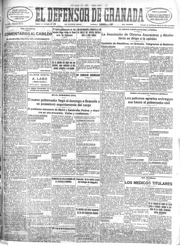 'El Defensor de Granada  : diario político independiente' - Año LIII Número 28170 Ed. Mañana - 1932 Junio 14