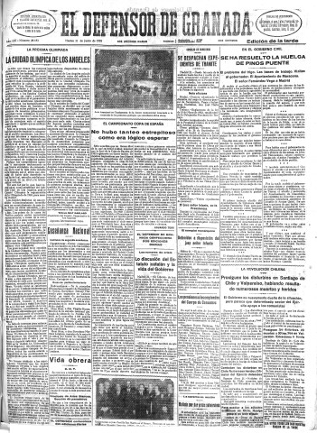 'El Defensor de Granada  : diario político independiente' - Año LIII Número 28183 Ed. Tarde - 1932 Junio 21