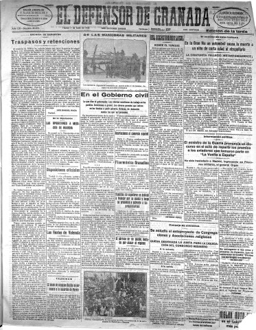 'El Defensor de Granada  : diario político independiente' - Año LIII Número 28202 Ed. Tarde - 1932 Julio 05