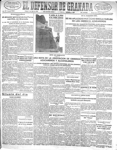 'El Defensor de Granada  : diario político independiente' - Año LIII Número 28206 Ed. Mañana - 1932 Julio 12