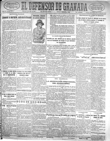 'El Defensor de Granada  : diario político independiente' - Año LIII Número 28211 Ed. Mañana - 1932 Julio 20