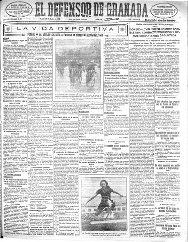'El Defensor de Granada  : diario político independiente' - Año LIII Número 28216 Ed. Tarde - 1932 Julio 25