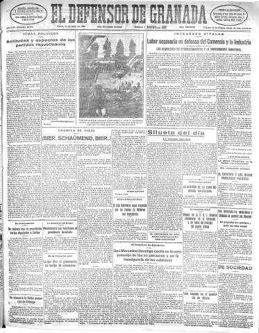 'El Defensor de Granada  : diario político independiente' - Año LIII Número 28216 Ed. Mañana - 1932 Julio 26