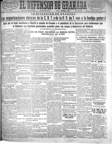 'El Defensor de Granada  : diario político independiente' - Año LIII Número 28234 Ed. Mañana - 1932 Agosto 16