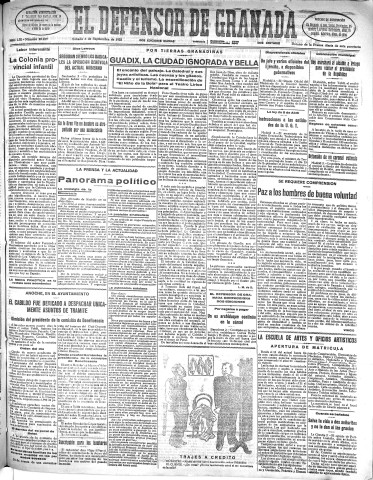 'El Defensor de Granada  : diario político independiente' - Año LIII Número 28254 Ed. Mañana - 1932 Septiembre 03