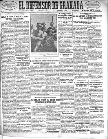 'El Defensor de Granada  : diario político independiente' - Año LIII Número 28255 Ed. Tarde - 1932 Septiembre 05