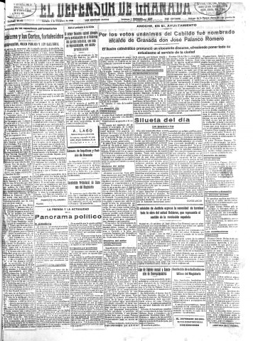'El Defensor de Granada  : diario político independiente' - Año LIII Número 28288 Ed. Mañana - 1932 Octubre 01