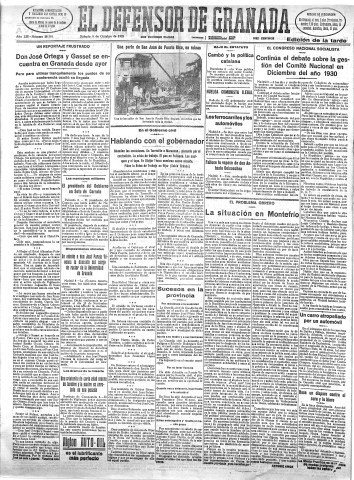 'El Defensor de Granada  : diario político independiente' - Año LIII Número 28301 Ed. Tarde - 1932 Octubre 08