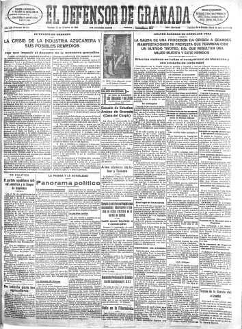 'El Defensor de Granada  : diario político independiente' - Año LIII Número 28310 Ed. Mañana - 1932 Octubre 14