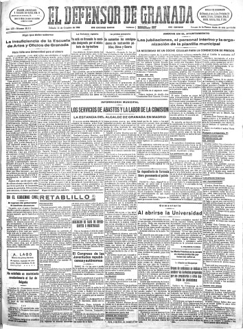 'El Defensor de Granada  : diario político independiente' - Año LIII Número 28312 Ed. Mañana - 1932 Octubre 15