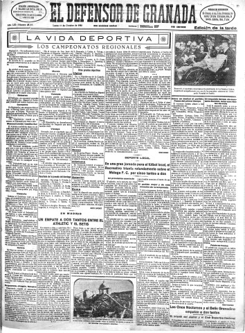 'El Defensor de Granada  : diario político independiente' - Año LIII Número 28315 Ed. Tarde - 1932 Octubre 17