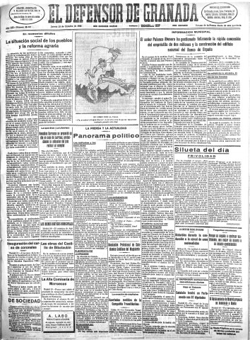 'El Defensor de Granada  : diario político independiente' - Año LIII Número 28320 Ed. Mañana - 1932 Octubre 20