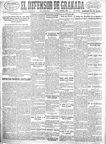 'El Defensor de Granada  : diario político independiente' - Año LIII Número 28327 Ed. Tarde - 1932 Octubre 24