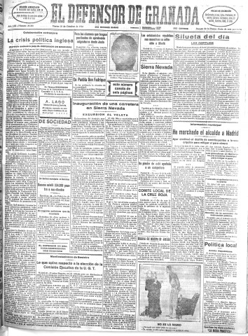 'El Defensor de Granada  : diario político independiente' - Año LIII Número 28328 Ed. Mañana - 1932 Octubre 25
