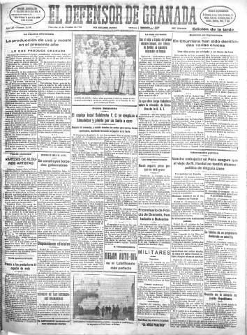 'El Defensor de Granada  : diario político independiente' - Año LIII Número 28330 Ed. Tarde - 1932 Octubre 26