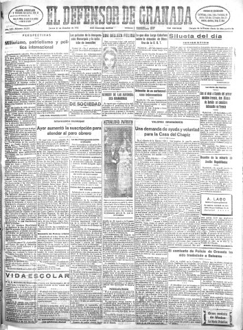 'El Defensor de Granada  : diario político independiente' - Año LIII Número 28331 Ed. Mañana - 1932 Octubre 27