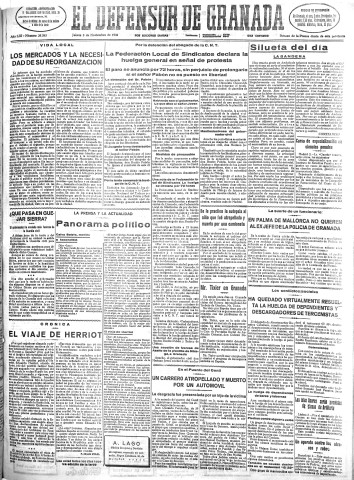 'El Defensor de Granada  : diario político independiente' - Año LIII Número 28343 Ed. Mañana - 1932 Noviembre 03