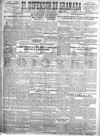 'El Defensor de Granada  : diario político independiente' - Año LIII Número 28353 Ed. Mañana - 1932 Noviembre 09