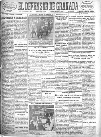 'El Defensor de Granada  : diario político independiente' - Año LIII Número 28355 Ed. Tarde - 1932 Noviembre 10