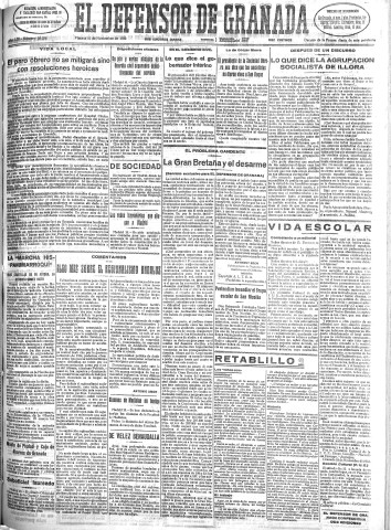 'El Defensor de Granada  : diario político independiente' - Año LIII Número 28356 Ed. Mañana - 1932 Noviembre 11